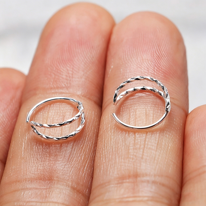 Women's Twisted Huggie Nose Ring Hoop, Easy Wear