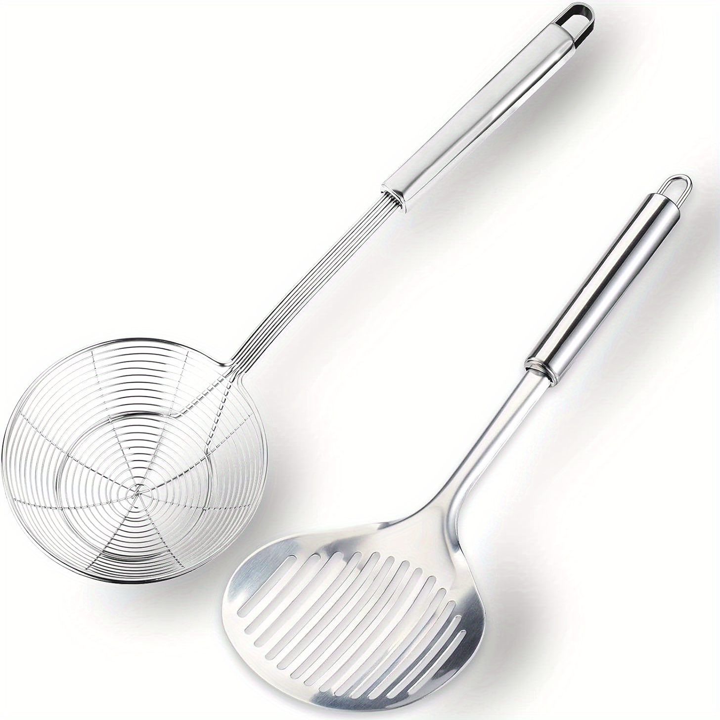 TEMU Stainless Steel Cooking Skimmer Slotted Fish Turner Spatula Spoon Colander Drain Water Filter Spoon Ladle Strainer Skimmer Ladle For Cooking