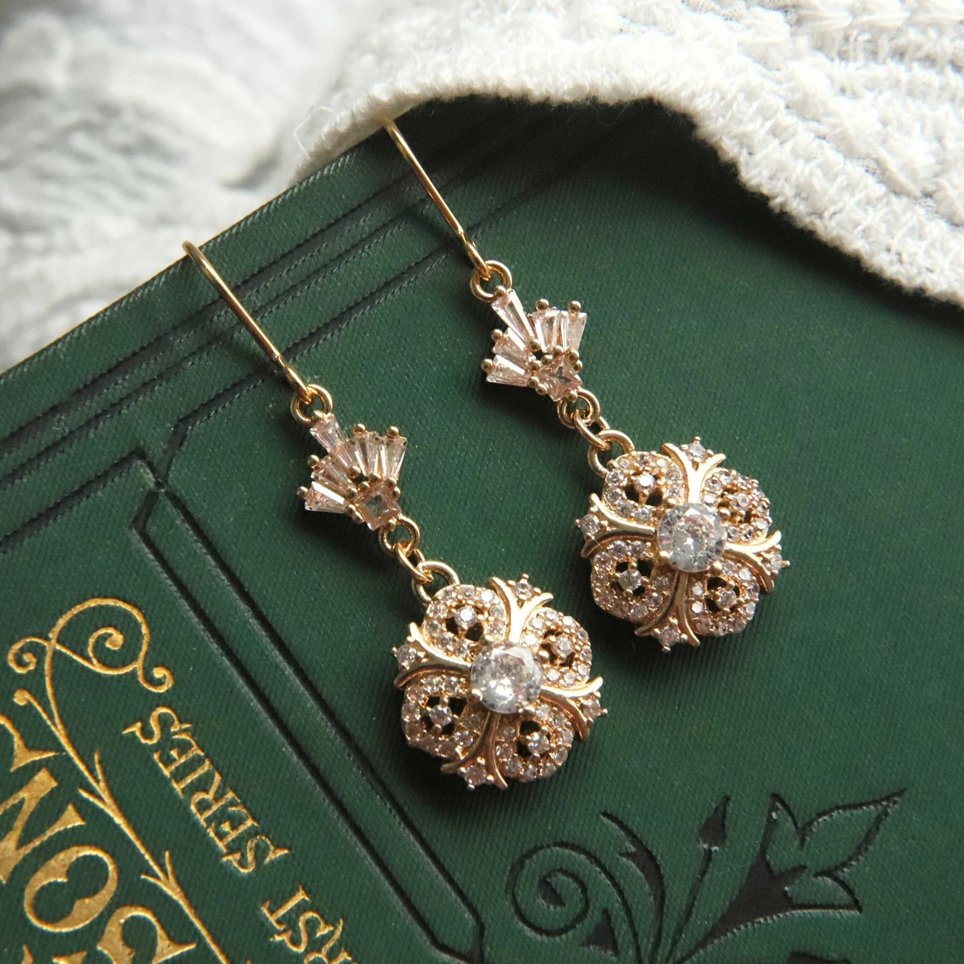 

Victorian 14k Golden Plated Earrings For Women Trendy Cubic Zirconia Dangle And Drop Earrings Wedding Jewelry Party Gifts