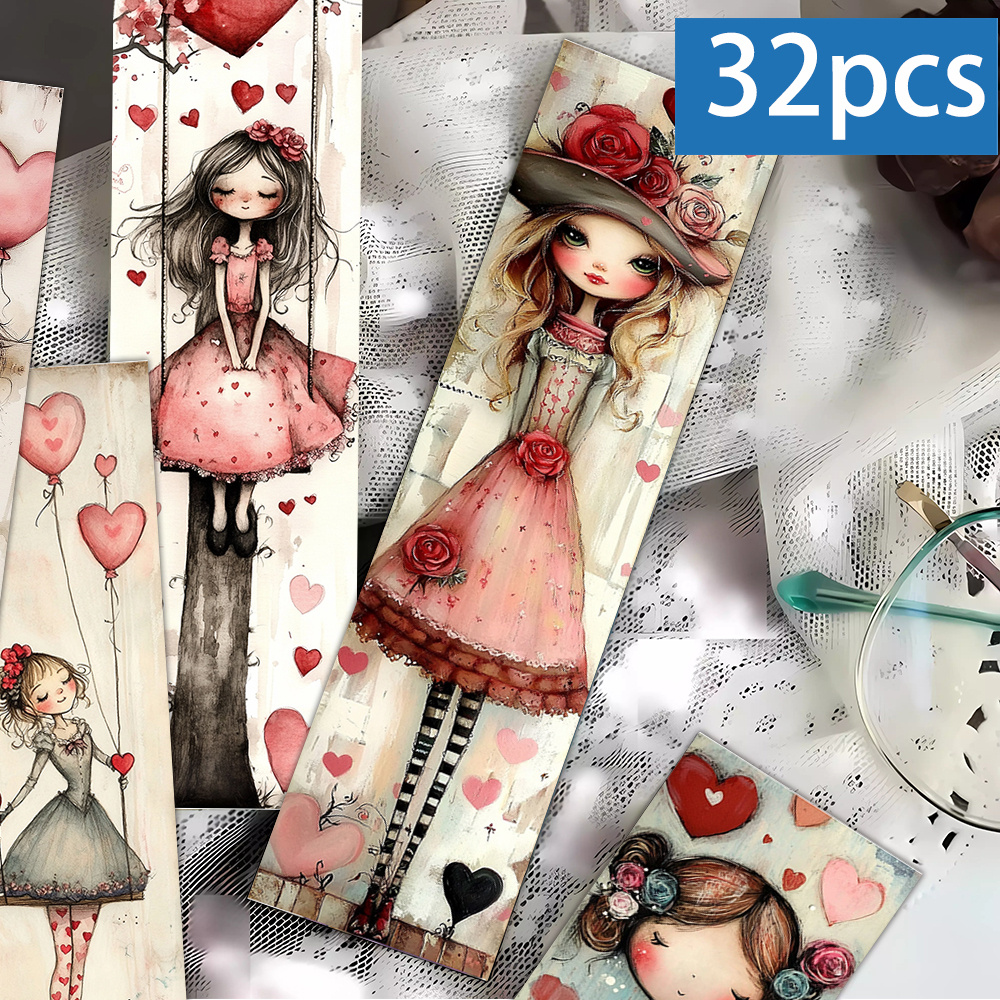 TEMU 32pcs Whimsical Valentine's Day Bookmarks, Fun Stationery Art, Interesting Bookmarks, Book Design, Suitable For Book Clubs Or Activities, Book