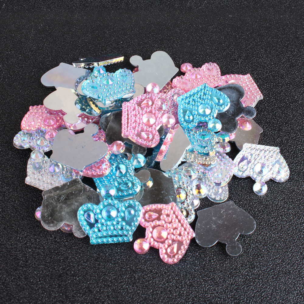 TEMU 30pcs Ab Color Cute Crown Acrylic Rhinestones 3d Nail Art Crystal Stones Flatback Craft Diy Decorations
