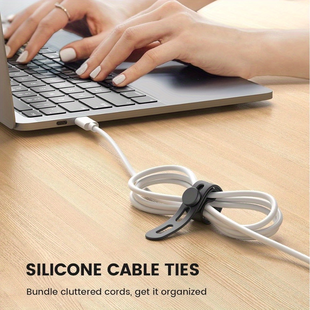 5pcs Durable Silicone Cable Ties for Cord Organisation