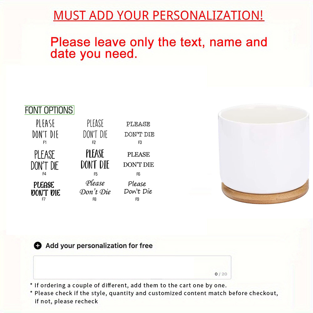 TEMU 1pc Personalized Flower Pots, Mini Flower Pots, Ceramic Flower Pots For Grandma, Mom, Her, Birthday Gifts, Outdoor Flower Pots, Indoor Flower