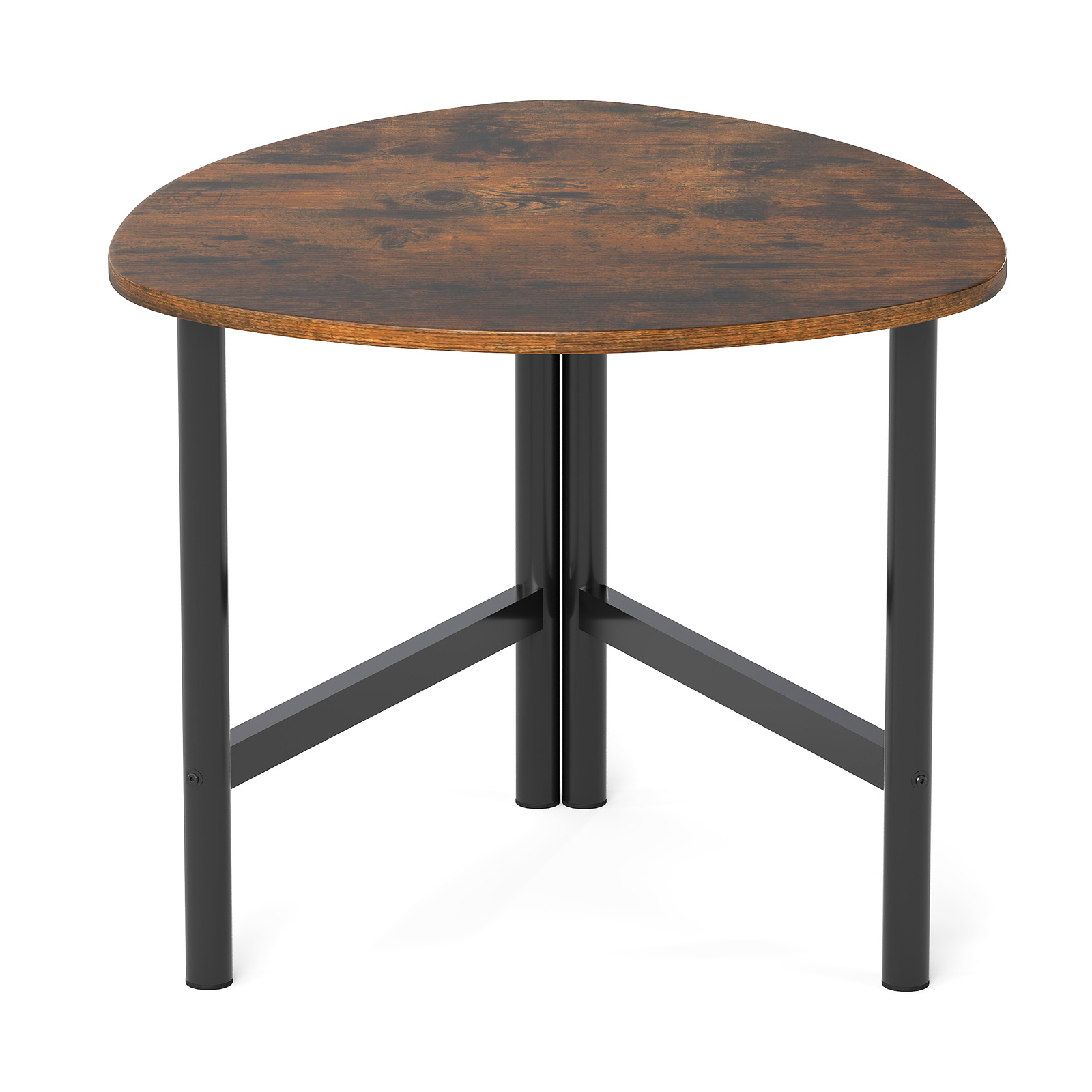 Image of Coffee Table With Large Tabletop, Triangular Metal Frame And Adjustable Feet, Wooden Side Table For Living Room, Bedroom & Study, 60 X 59 X 50 Cm, Brown