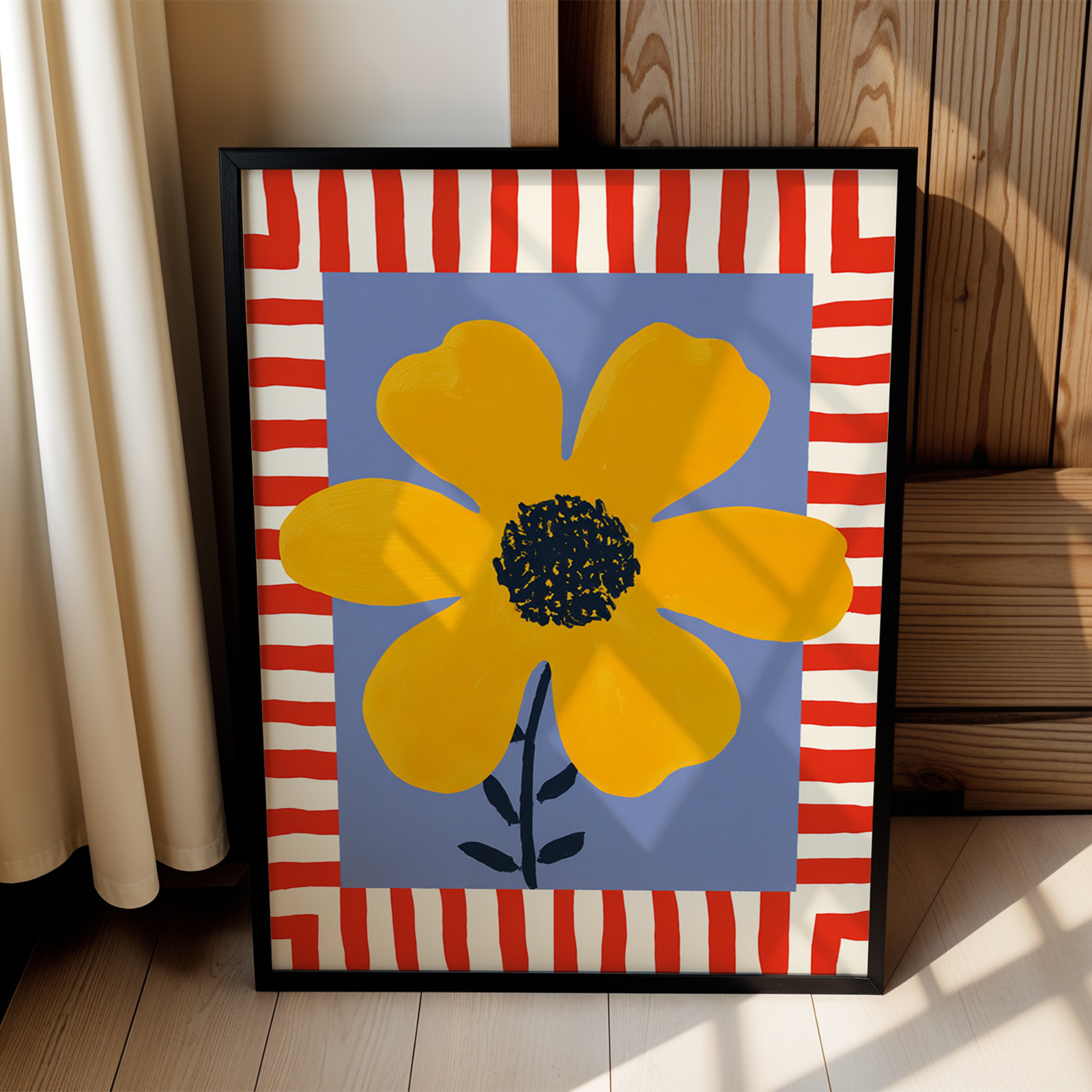 TEMU 2d Flat, 1pc, Wall Art, Plant Poster, Minimalist Botanical Art Print, Whimsical Colorful Floral Canvas Painting, Bedroom Decor, Living Room