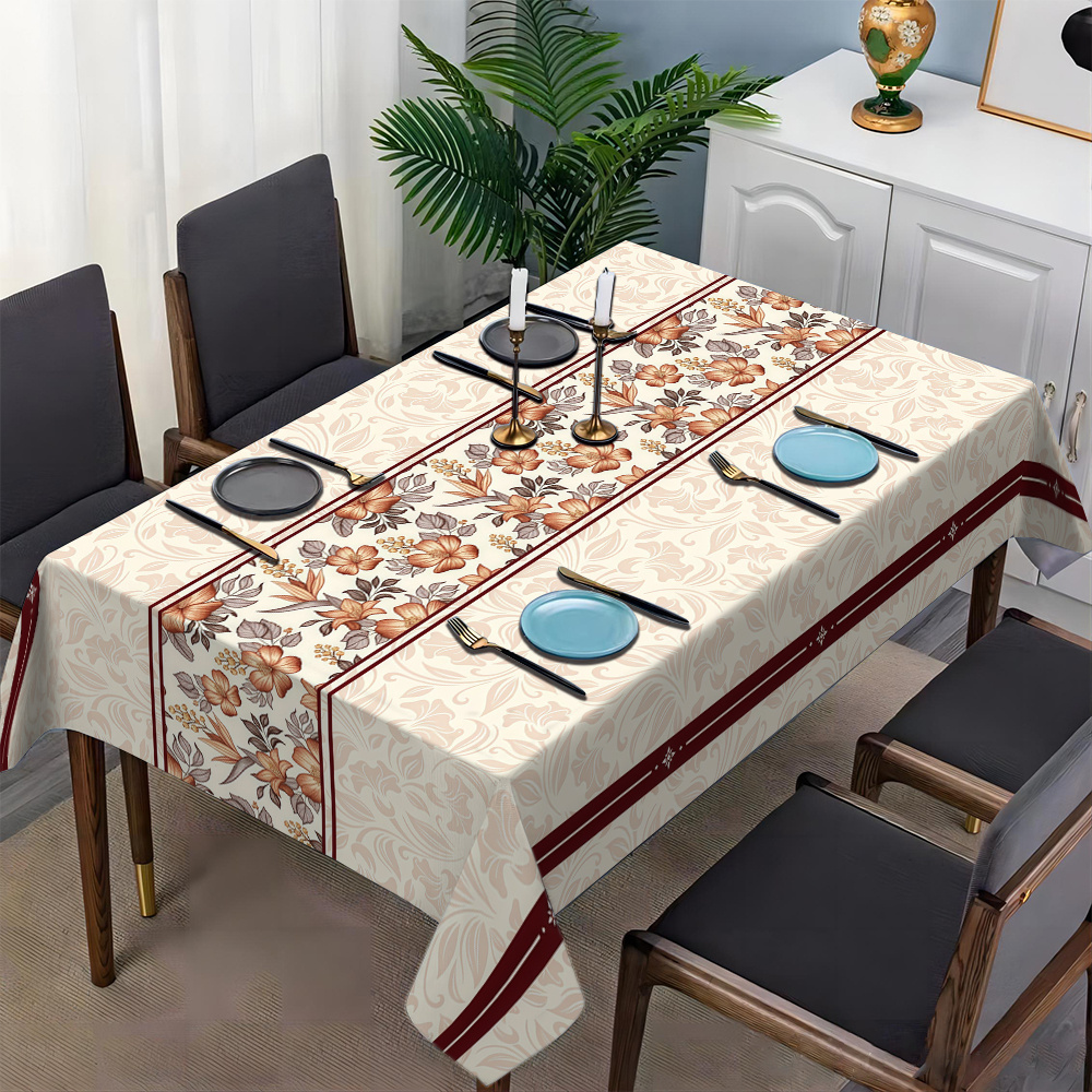 

-1pc Tablecloth For Home, Printed Dining Table Cover In , Rectangular Table Cover Suitable For Or Parties, And Simple Square Design For Room Decoration.