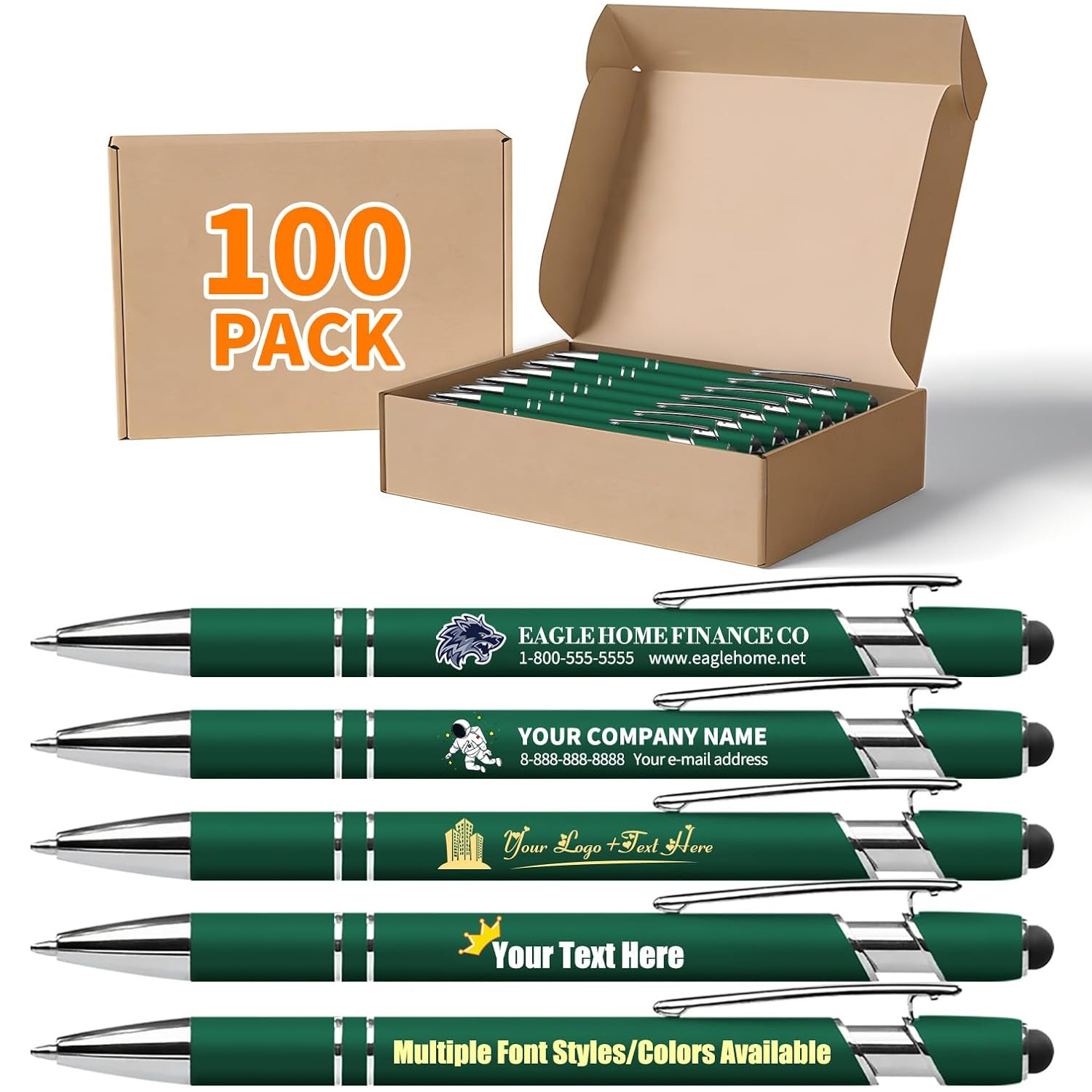 TEMU 100pcs Customizable Pens With Colorful Images, Text, And Logos | Ideal For Enhanced Promotional Activities, Multiple Colors Available, Metal