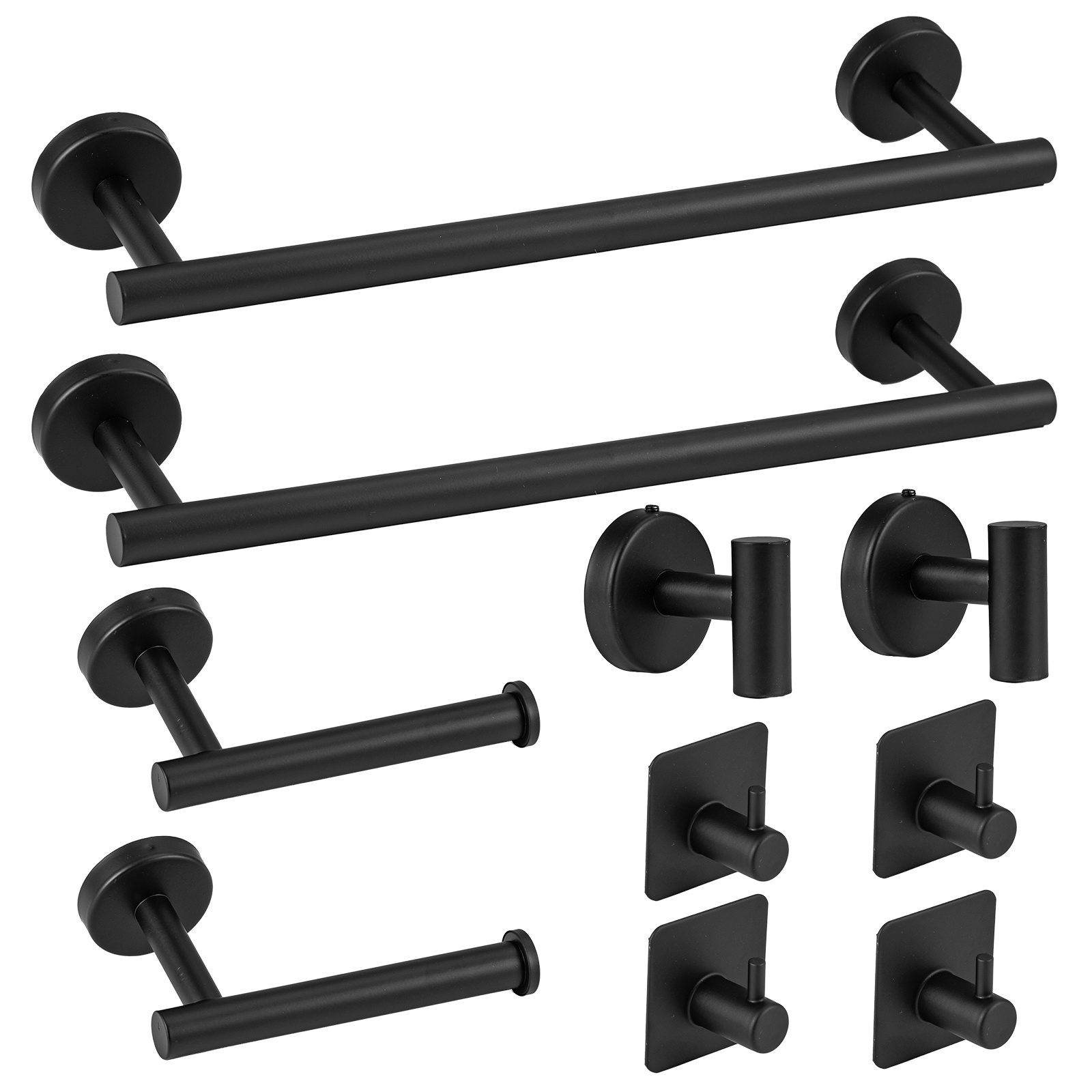 10pcs Bathroom Additions Set No Drilling Towel And Toilet Roll Holder Set, Self-adhesive Toilet Roll Holder, Towel Rail, Hook