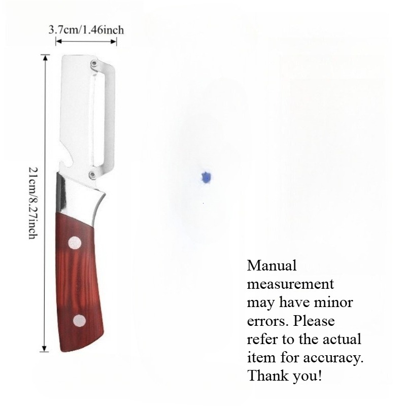 Image of 1pc Stainless Steel Fruit Peeler, Multi-functional Sugarcane Peeling Knife With Wooden Handle, Vegetable Peeler Suitable For Pineapple, Potatoes, Carrots, Kitchen Gadget