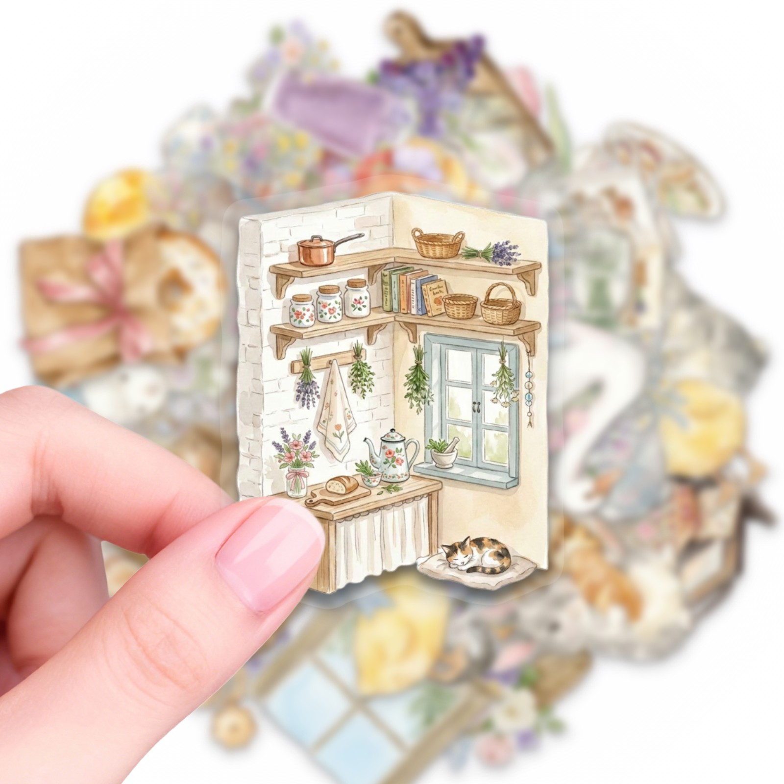 TEMU 50pcs Set, Countryside Watercolor Animal Stickers, With ! Glossy Stickers To Decorate Your Luggage, Water Bottles, Guitars, Computer Cases, And