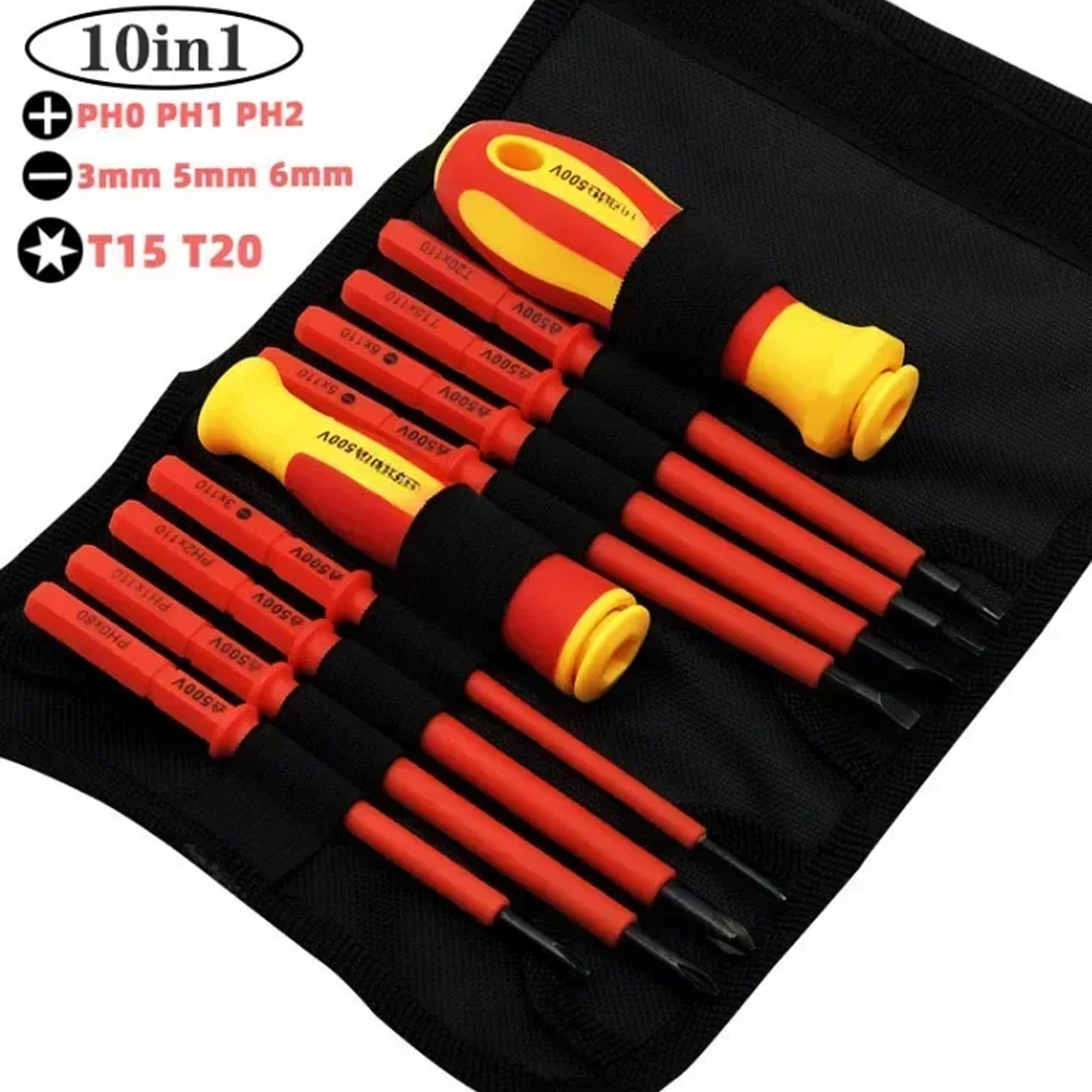 

10-20pcs Insulated Screwdriver Set, Hardness Hex Key, Shaped, Household Electrician , Plastic , No Needed