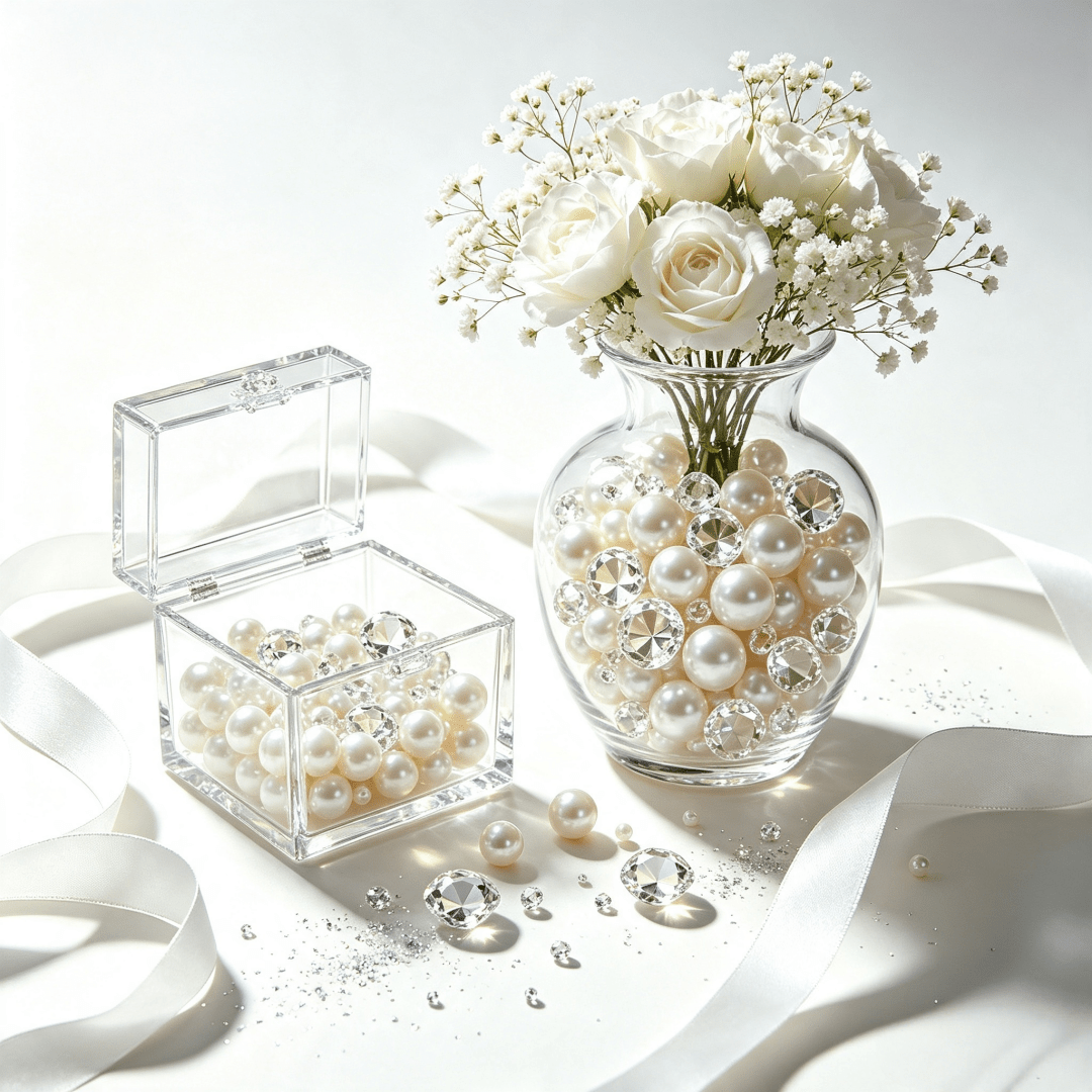TEMU 414pcs Grandes Perles de Transparents et Centres de Table en Cristal pour Décoration de Table de Mariage, Remplissages de Vase pour Fêtes de