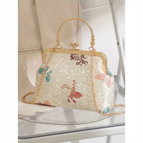 elegant chinese style evening clutch purse for women clouds embroidery removable strap hardware durable polyester white crossbody bag for weddings formal events special occasion sophisticated design detailed womens handbag bridal accessory wedding accessory sturdy construction handbag wedding guests
