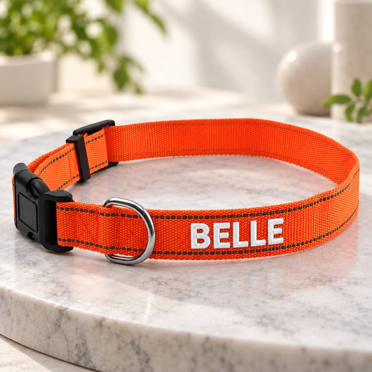 TEMU 1 Collar de nylon bordado con personalizado para perro - Personalización gratuita para y collar de perro - Collar reflectante ajustable - para y