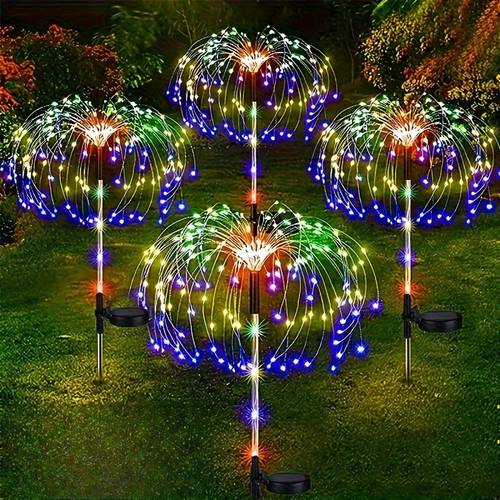 2 packs outdoor solar firework lights decoration for gardens courtyards parties weddings holidays christmas decor solar ground lights lawn lights halloween decoration lights ambient lighting saving lighting