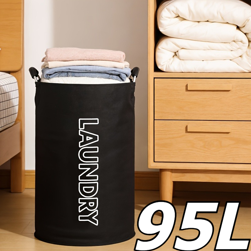 TEMU 95l Oversized Boho Fabric Laundry Basket With Handles, Self-supporting High-back Chair Style. Sturdy, Durable, Classic Rectangular Design.