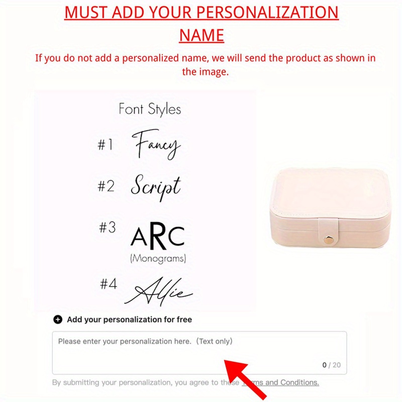 TEMU 1pc Personalized Hot Stamped Text Custom Jewelry Box, Multifunctional Jewelry Organizer, Travel Jewelry Storage, Gift For Her, Portable Jewelry