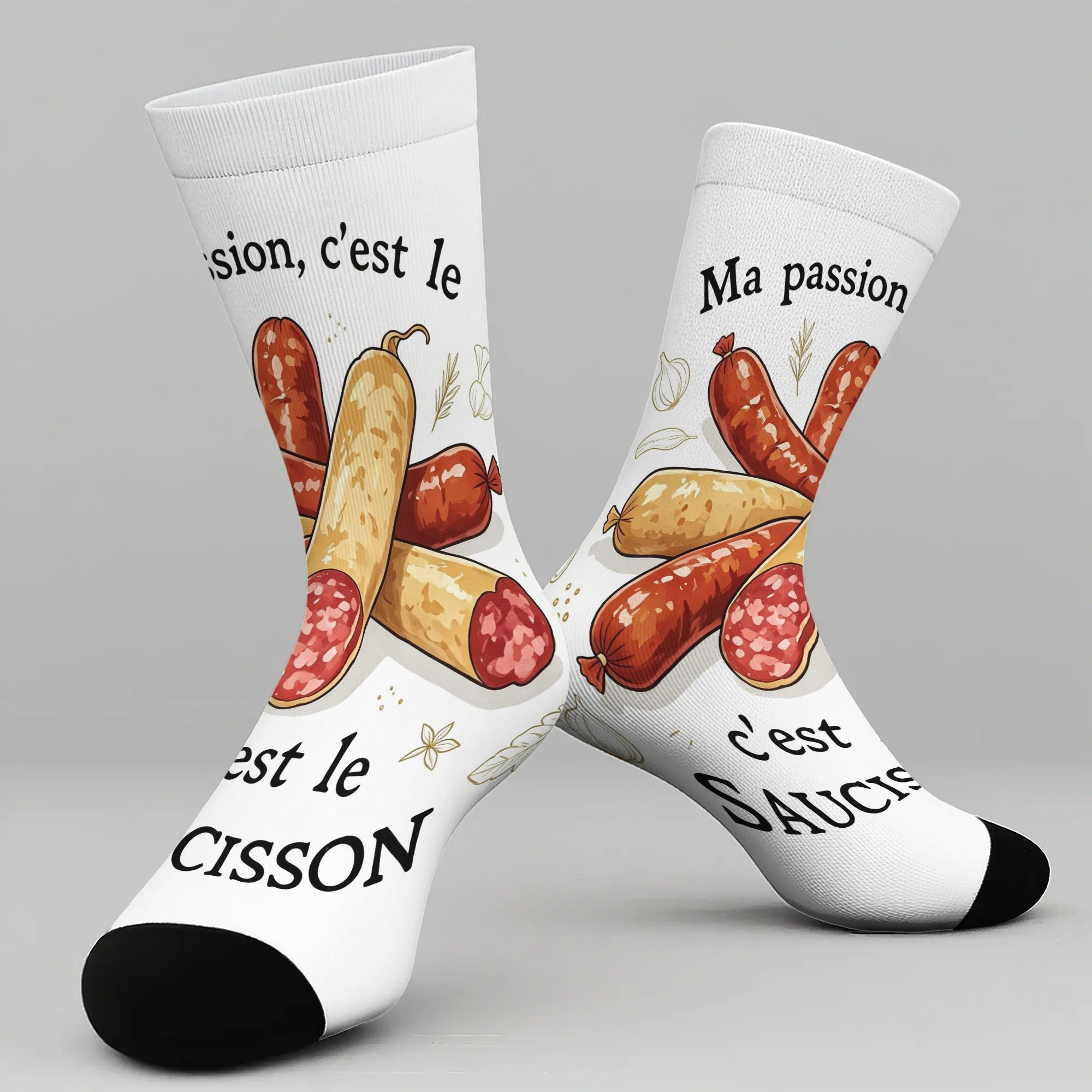 TEMU 1 Paire de Chaussettes avec Amusants d'Illustrations de Saucisses de Style Français, Unisexe, Respirantes et Confortables, Adaptées à Toutes ,