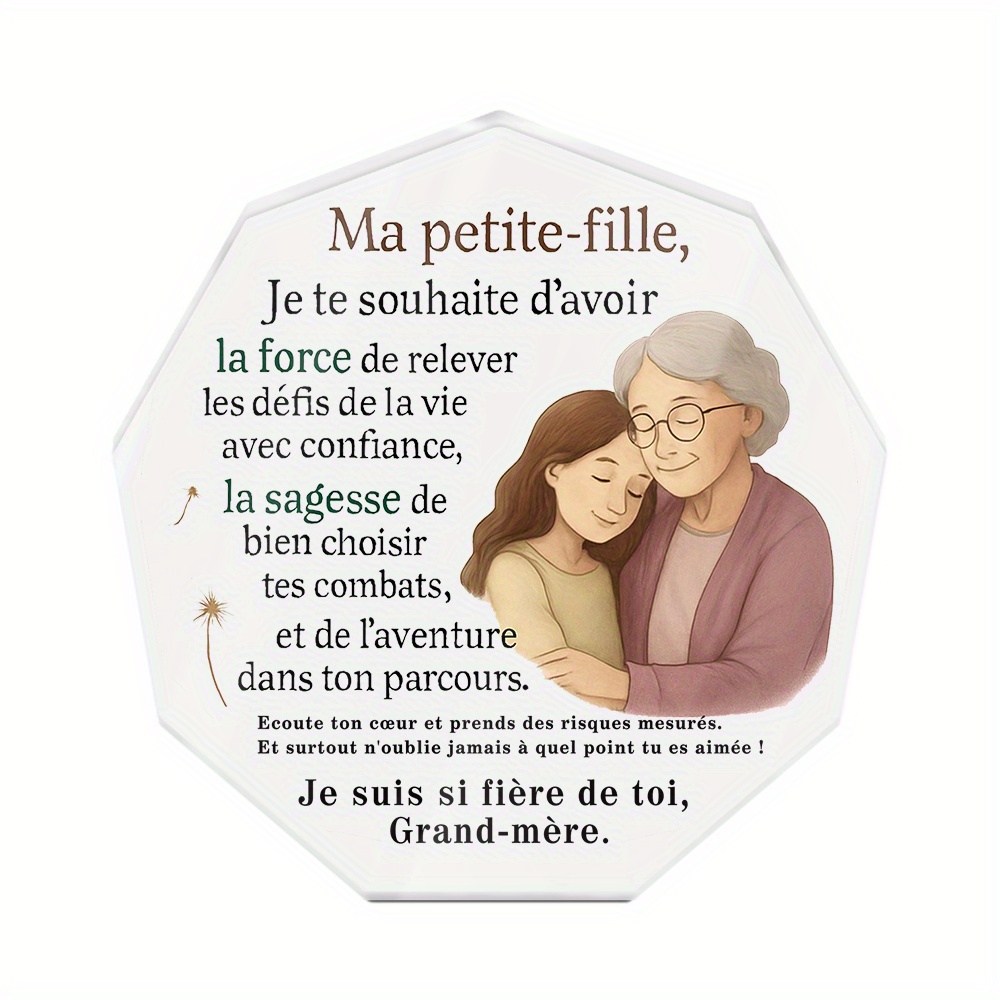 TEMU 2D Plat, Décoration de Table en Acrylique de Français 1pc, -fille, Décoration de Bureau pour Petite-Fille, Cadeau pour Anniversaires, Mariages,
