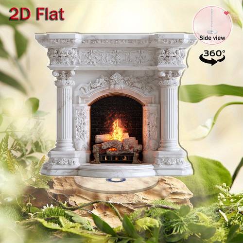 2d flat 1pc rotating acrylic fireplace suitable for home office electric heater suitable for small spaces realistic marble mantel with fireplace portable indoor outdoor heater compact modern minimalist decor for living room