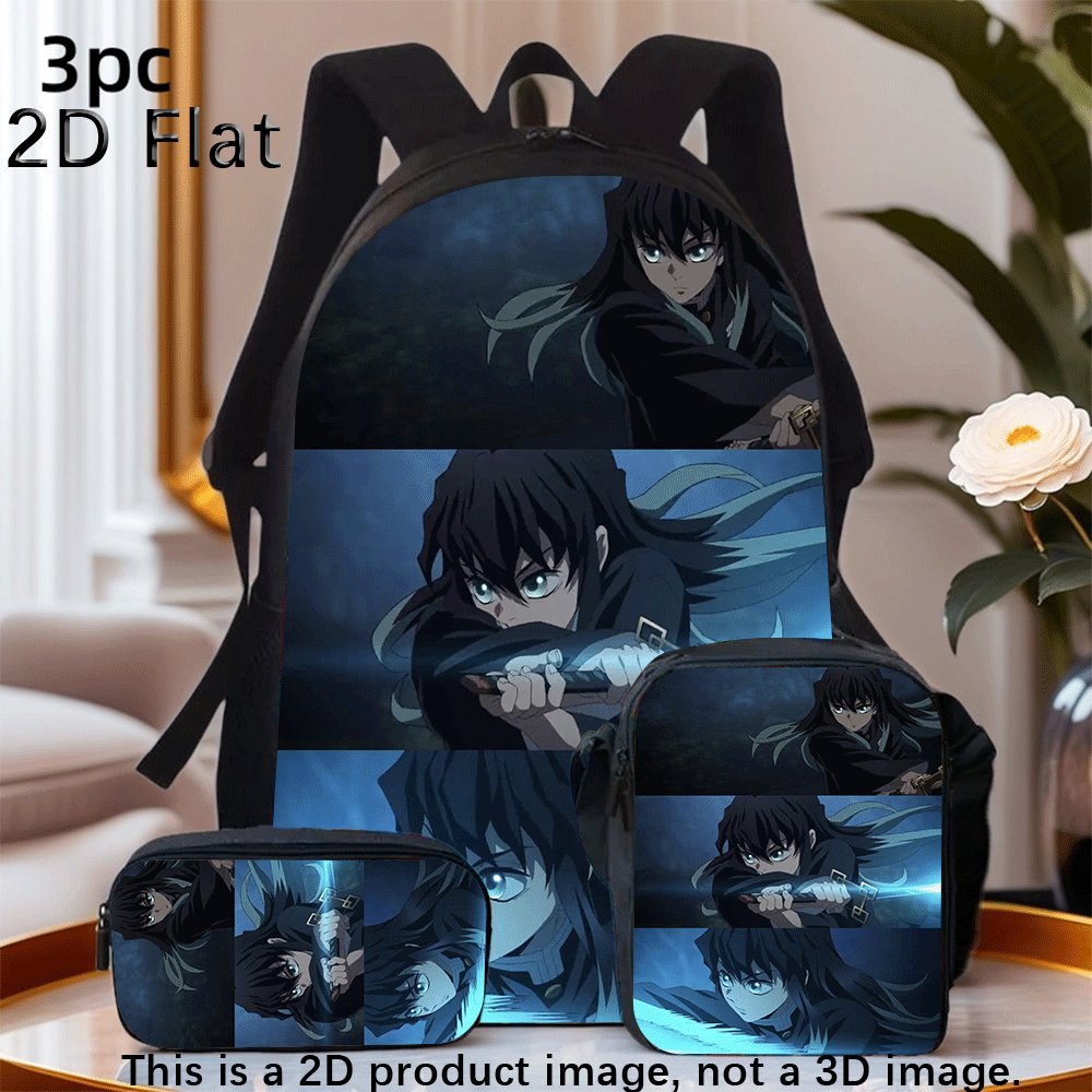 3pcs cartoon anime backpack set mens and womens school bag lunch box suitable for men and women computer backpack large capacity backpack set zipper opening and closing hand washable suitable for daily commuting 0