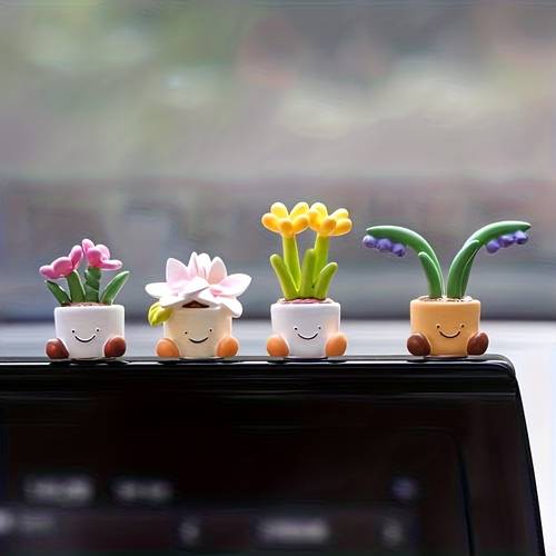 car additions potted flower car decorations mini center console ornaments showcasing a sense of luxury center console components interior additions random color