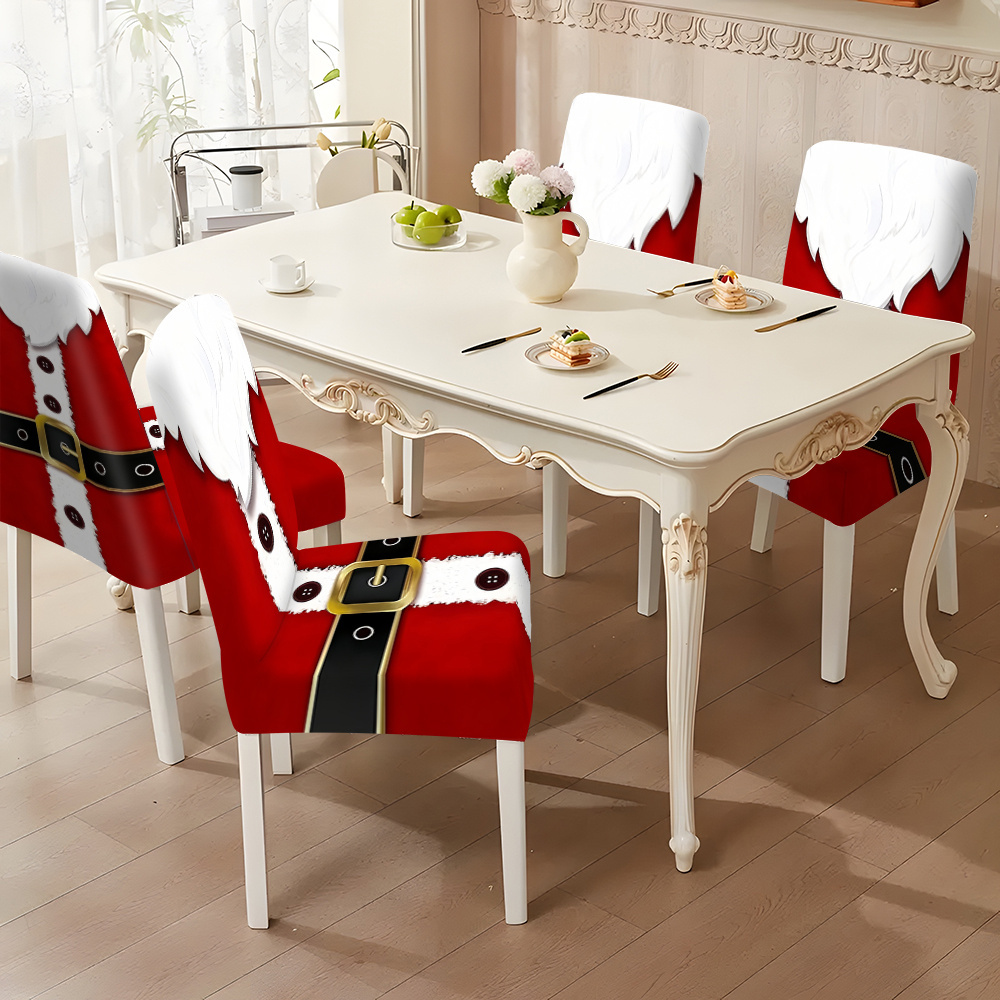 

Jit2/4/6pcs Christmas Printed Chair Cover Decoration All-inclusive Dining Table And Chair -piece Household Stool Cover