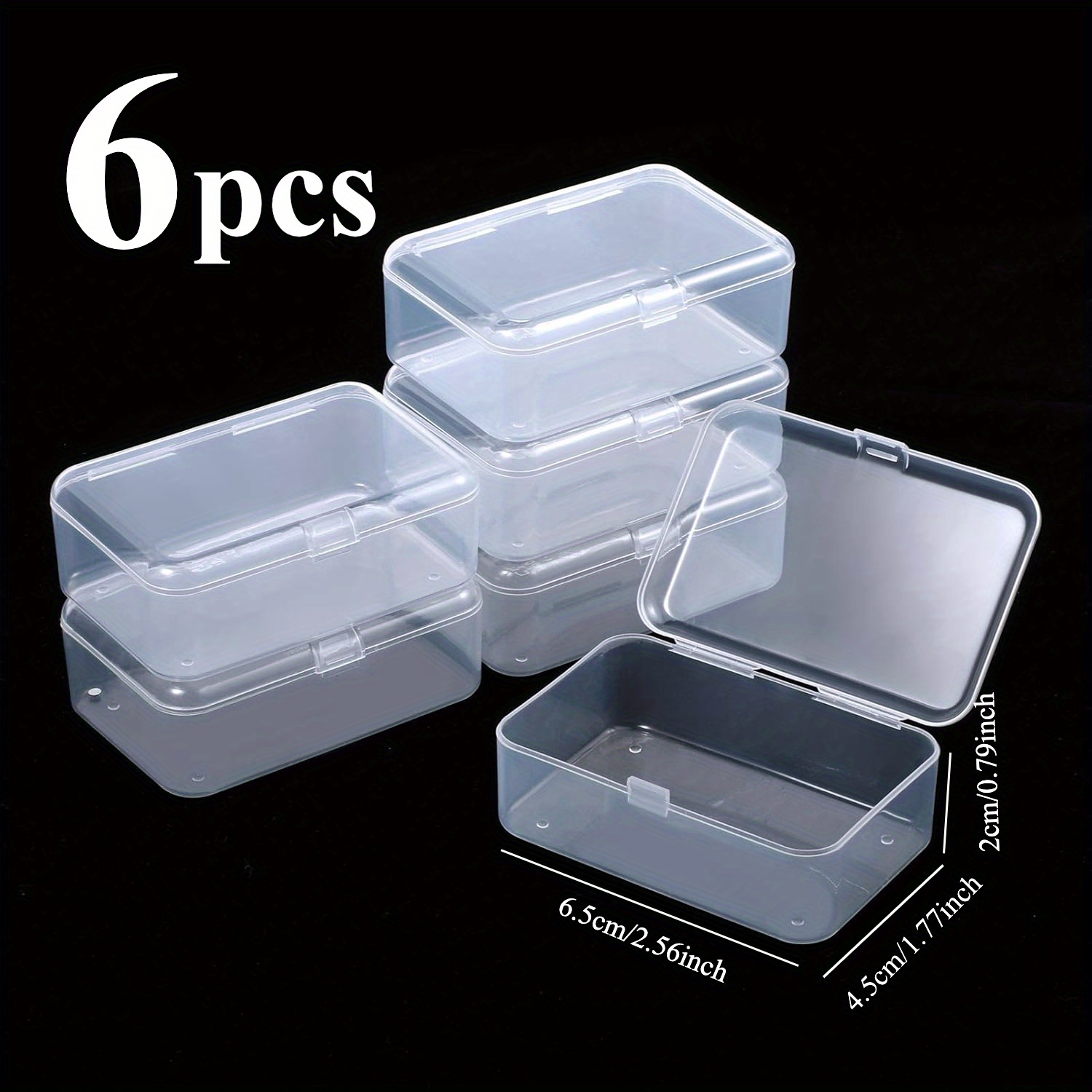 6pcs Plastic Storage Box, Clear Multifunctional Portable Organizer For Crafts, Beads, Tools And Small Additions