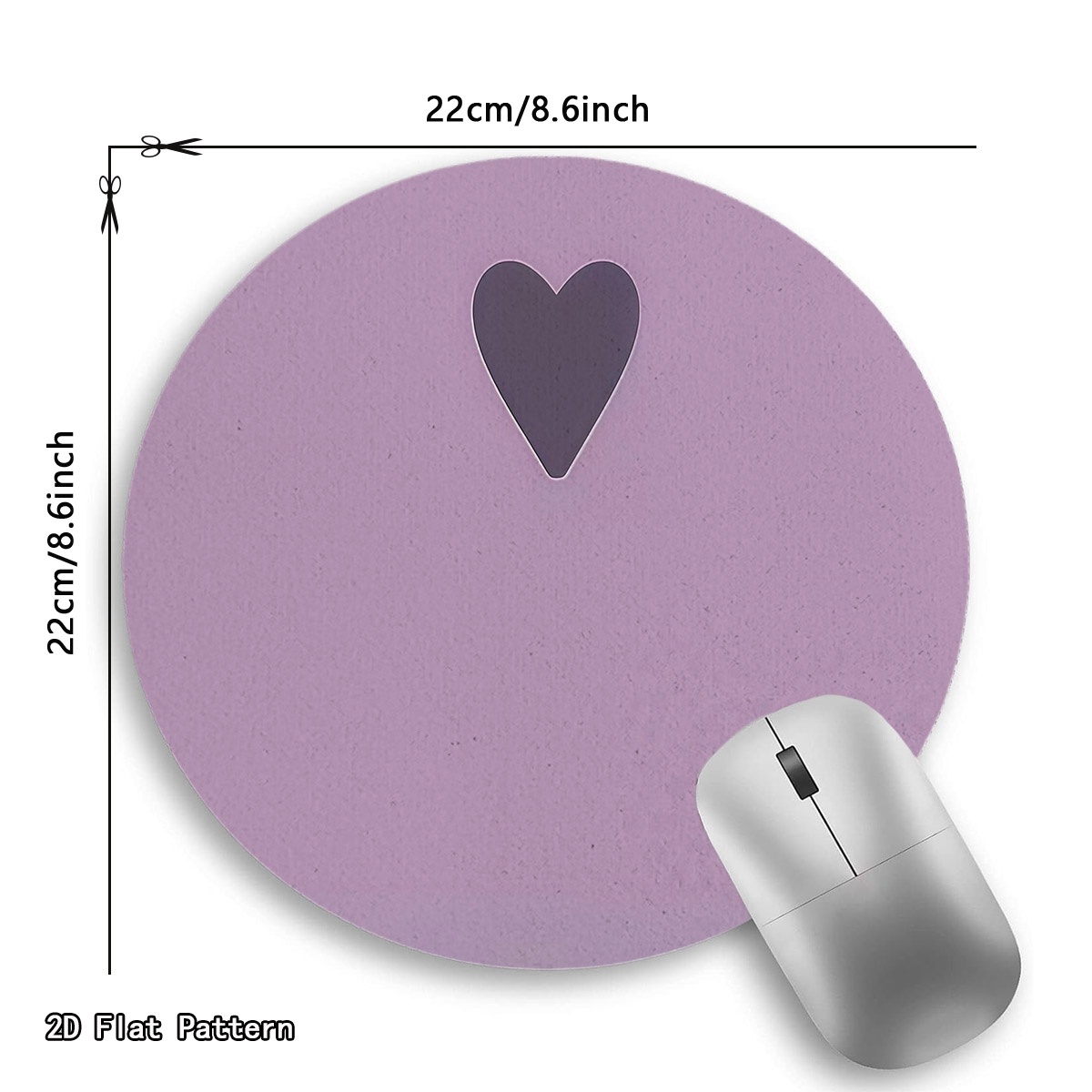 TEMU 2d Flat A Circular Mouse Pad, With A Light Purple And Deep Purple Heart-shaped Perforation, Style 1, Made Of Rubber, Featuring A . Ideal For