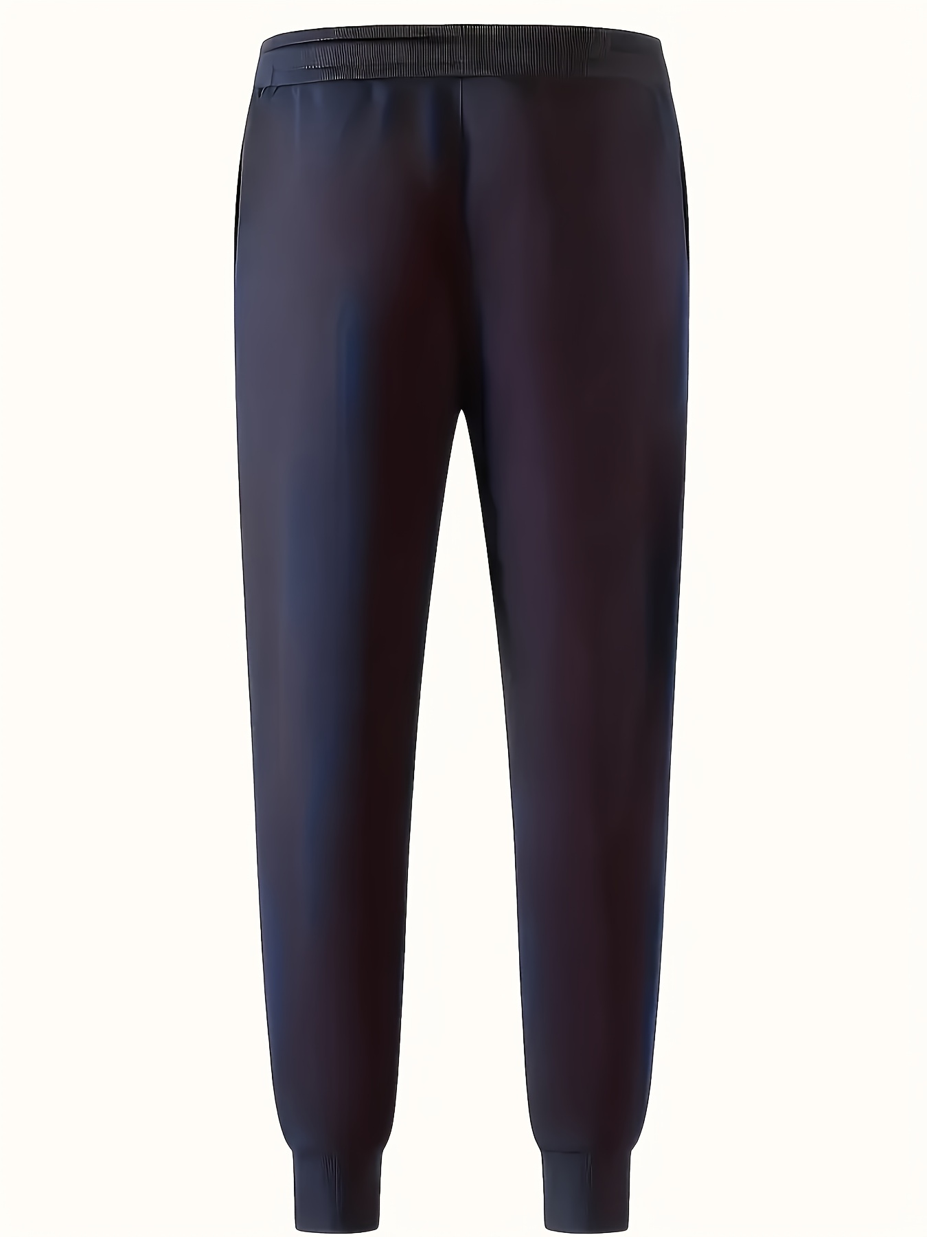 Men's 2-Tone Jogger Pants with Elastic Waist & Drawstring - Dark Green/Black/Navy Blue Gym Track Pants, White Logo Print, 100% Polyester Athletic Casual Trousers for Training, Workout & Casual Attire (Machine Washable)