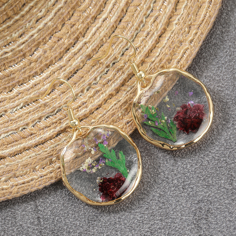 Women's Dried Flower Earrings with Botanical Specimen Design