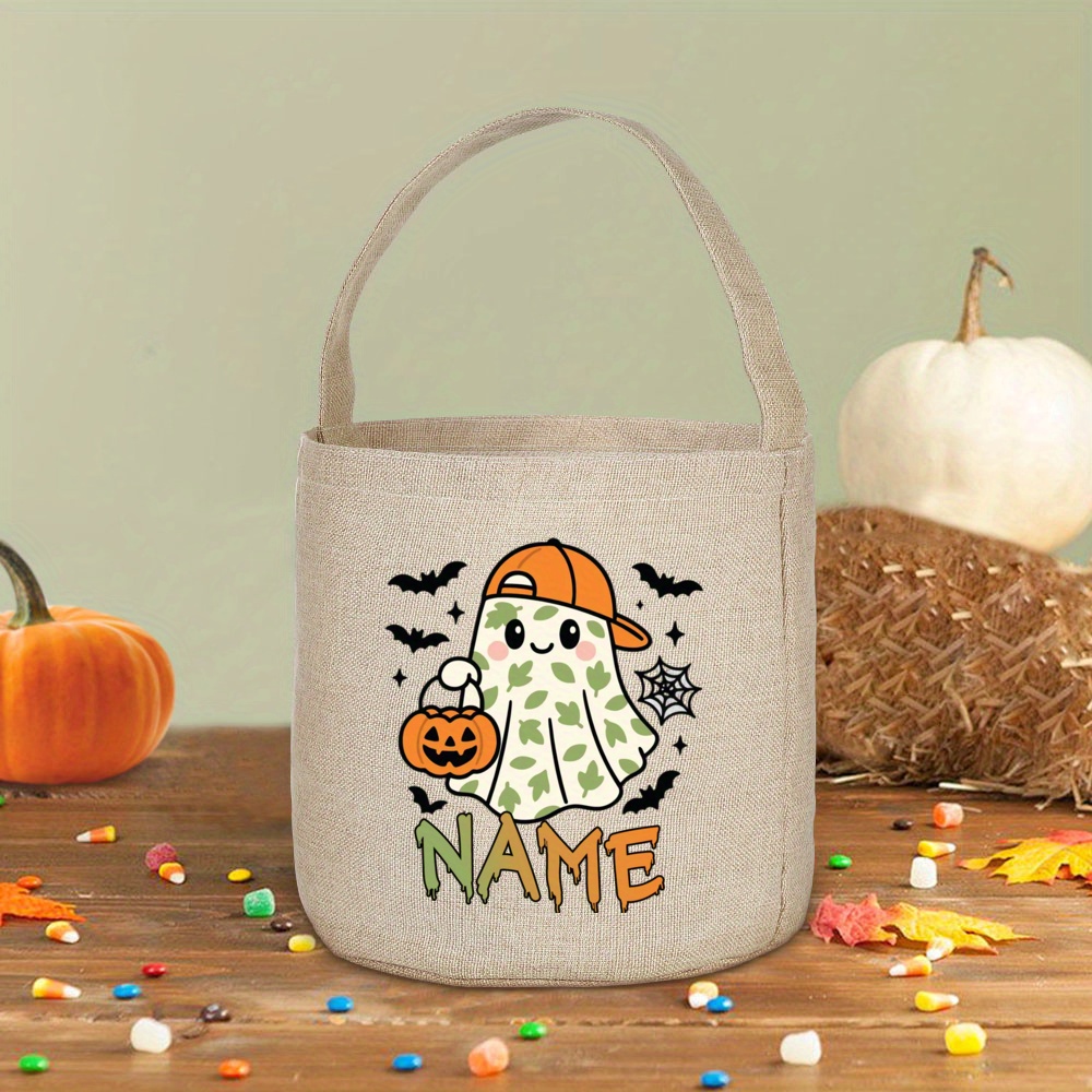 TEMU Customizable For Halloween Tote Bag For Trick-or-treating Featuring A Design, Perfect For Candy And Durable Enough For Parties