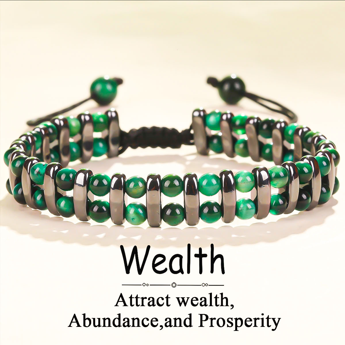 TEMU Wealth-attracting Double-layer Eye Bead Bracelet - Skin-friendly Natural Stone Jewelry Gift For Men And Women, Perfect For Daily Wear