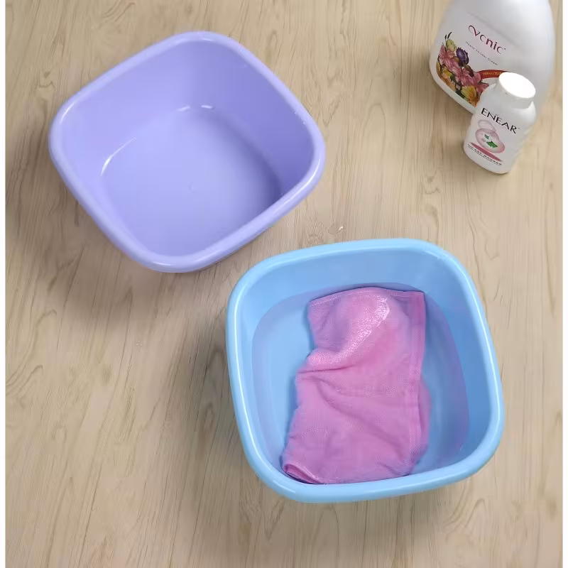 set of 3 heavy duty 12 quart 11 4 plastic square buckets stackable purple blue lightweight durable storage containers with easy clean lids for laundry camping compatible with shelves buckets Product details 3