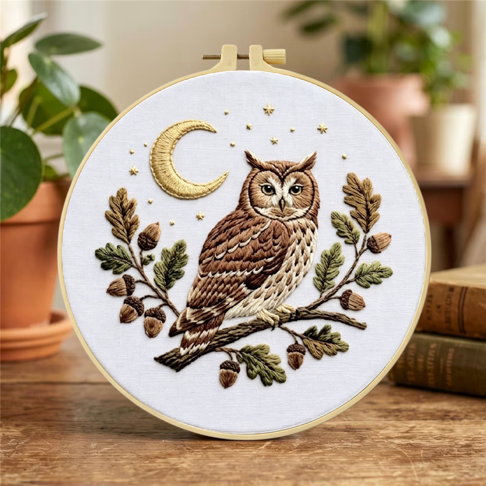 Owl Pattern Handmade DIY Embroidery Kit for Beginners