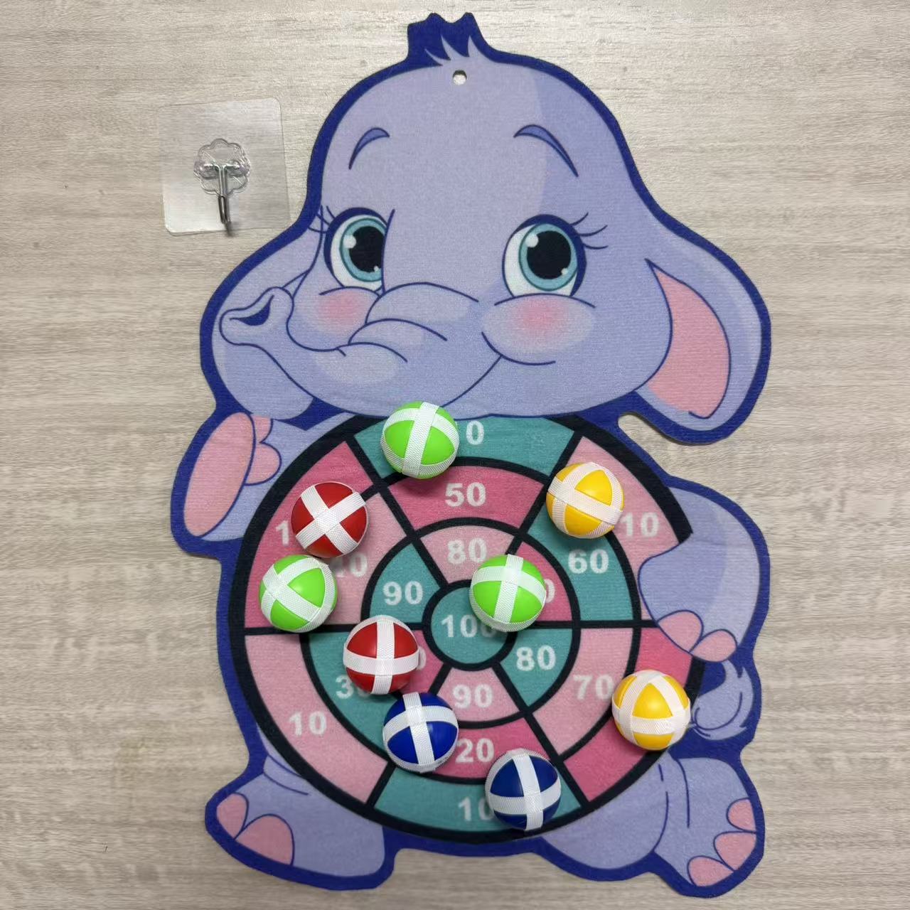 TEMU 10pcs(9pcs Balls+1 Board) Elephant Rabbit Fox Dart Throwing Game - Sticky Ball Dart Puzzle Interactive Set - Foldable And Portable,