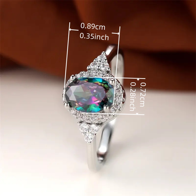 Women's Classic Inlay Oval Zirconia Geometry Ring, Elegant Gift