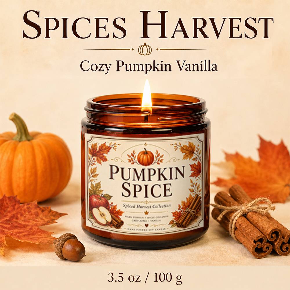 Image of 1pc 5. 3oz/3. 5oz Cozy Autumn Scented Candle, Pumpkin Vanilla Fall Candle, Pumpkin Design Candle, Seasonal Thanksgiving Halloween Gift, Gift For Women Men Mom Wife Friend, Decor, Relaxing Room Decor