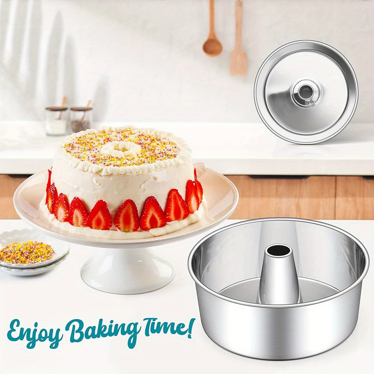 stainless steel angel food cake pan non toxic Temu