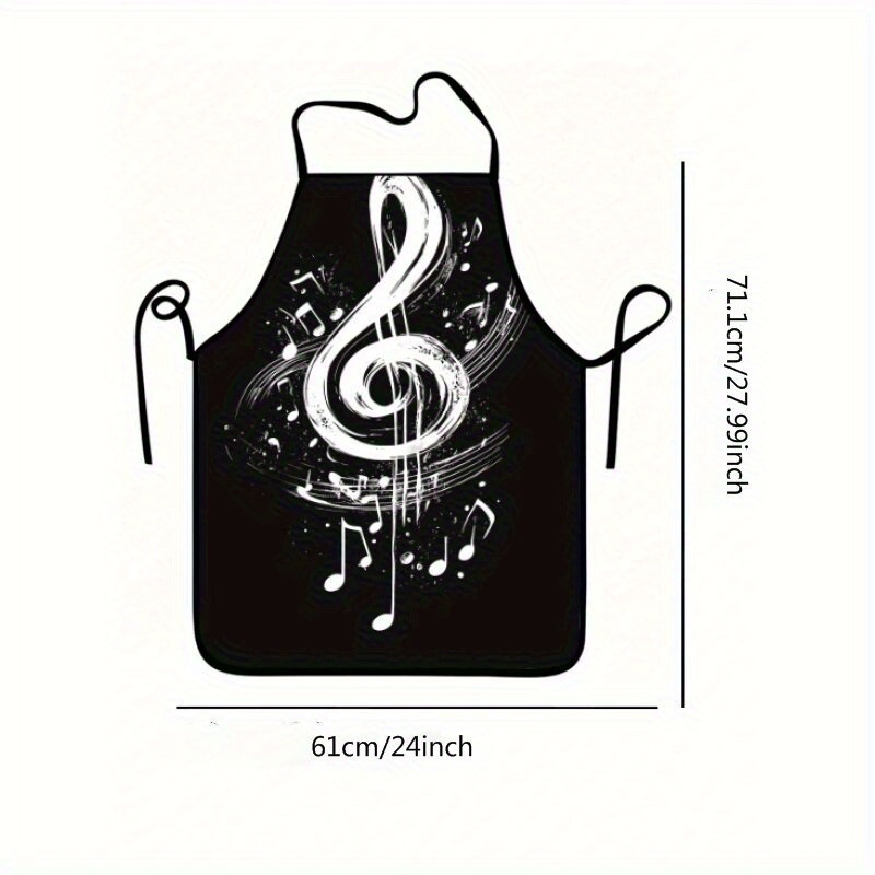 1pc Apron With Symbol Pattern, For Music Lovers, Suitable For Men's And Women's Parties And Home Kitchen Use