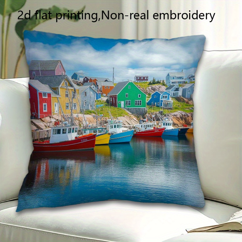 TEMU 1 taie d'oreiller, Taie d'oreiller côtière avec port, x , Tissu en polyester doux et lisse, Motif imprimé sur une seule face, Design coloré de
