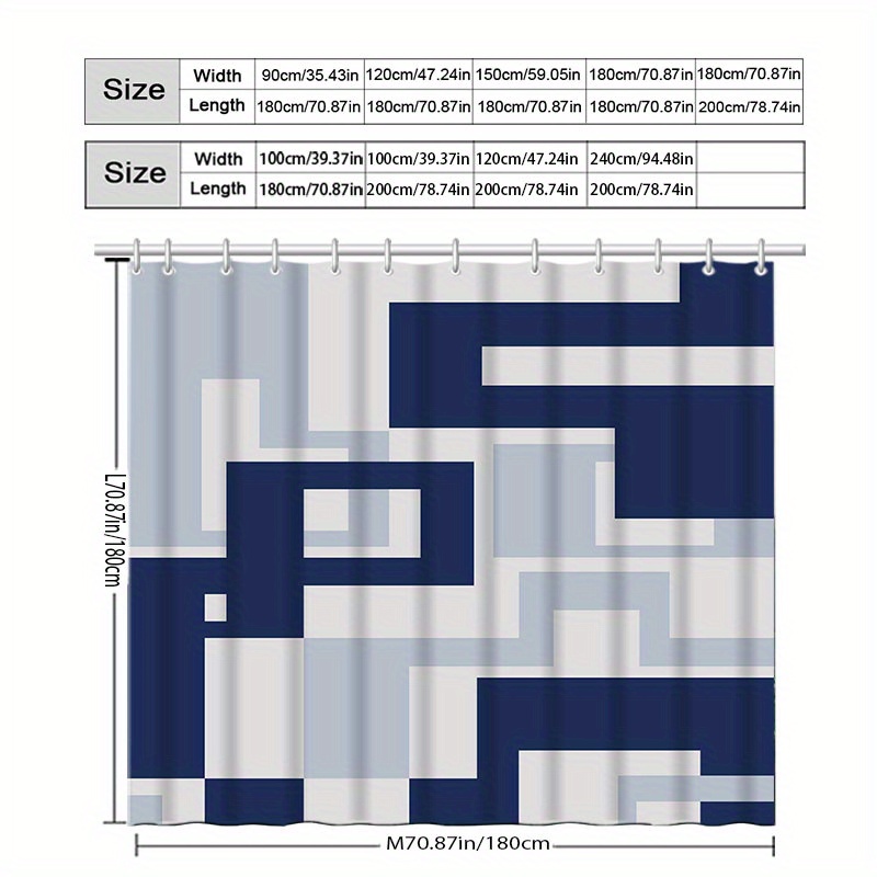 Simple Irregular Pattern Shower Curtain with Hooks