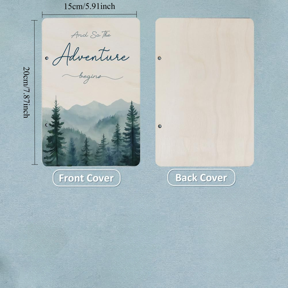 TEMU 1pc "and So The " Wooden Card Organizer - A Forest-themed Memory Album Featuring A Binder And Loose Leaf Pages For Storing Wedding Shower Cards,