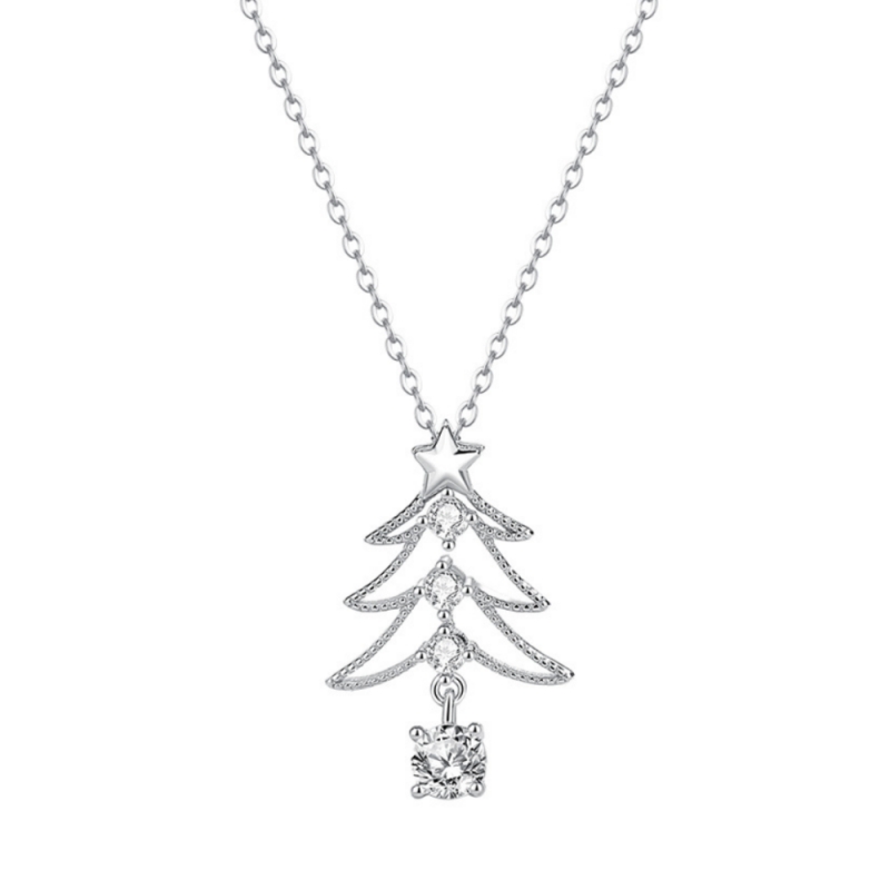 Women's Blingbling Zirconia Christmas Tree Necklace