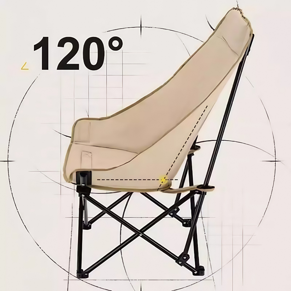 Image of Breathable And Stable High Back Outdoor Folding Chair With Thick Steel Pipe Load-bearing Camping Picnic Leisure Chair 90cm Backrest Upgrade For And Picnic