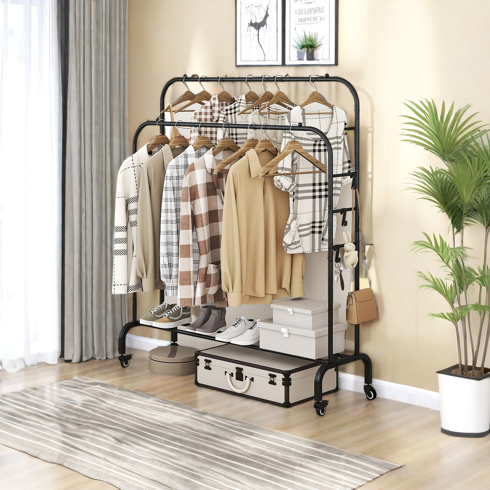 Lot de 2 valets de chambre JIVO chevalets de nuit portants pour vêtements, structure en métal