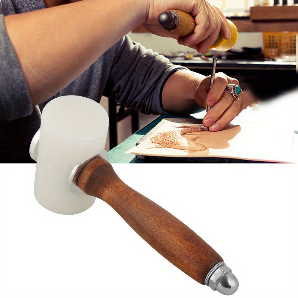 

Ergonomic T-shaped Leather Carving Hammer With Comfortable Wood Handle - Nylon Head Crafting, Ideal For Leatherwork Art Projects, Leather Working Tools