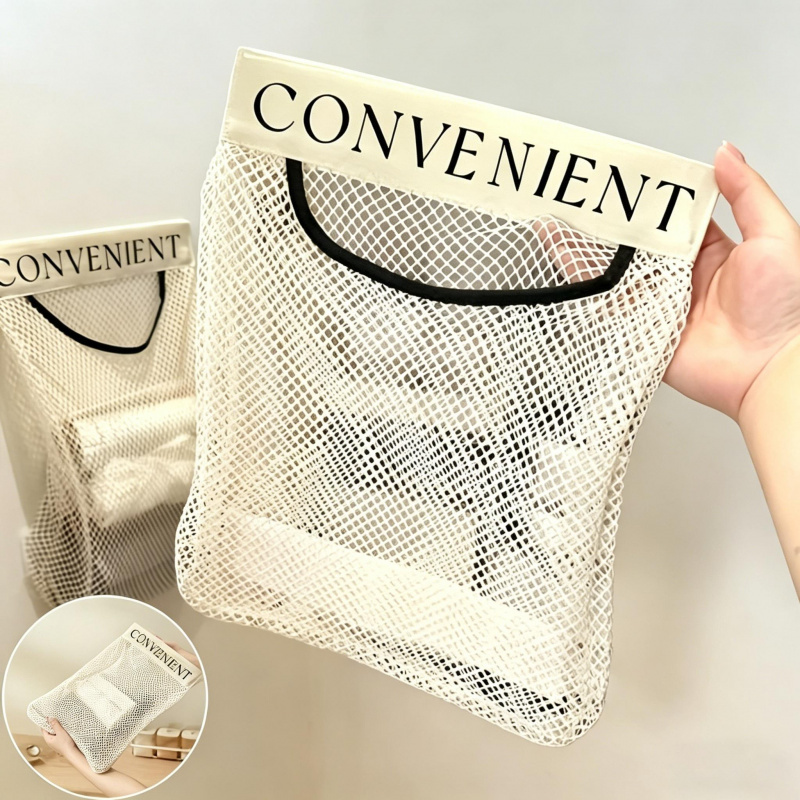 3pcs Set Kitchen Hanging Mesh Storage Bag with Adhesive Hooks