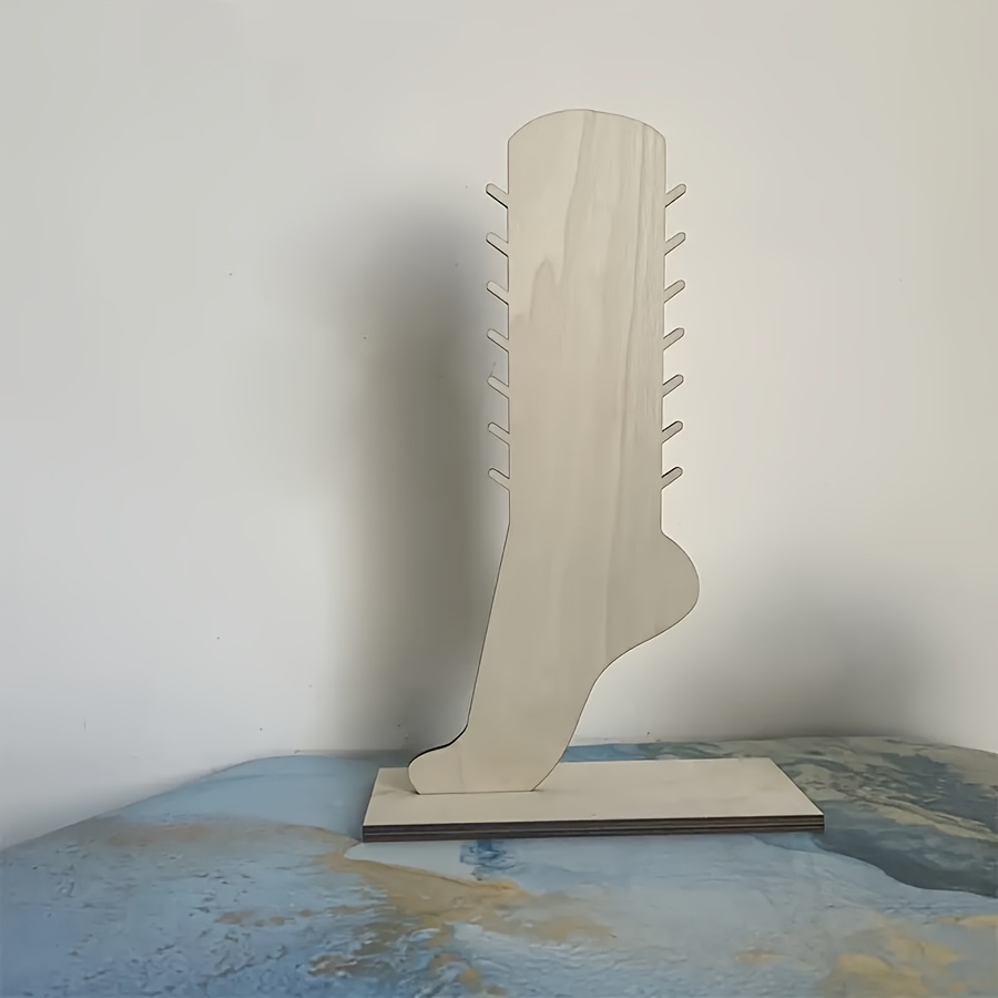 TEMU 2d Flat Printing, Creative Foot-shaped Wooden Display Stand, Unique Shape . Stable Structure, Easy Placement. Suitable For Jewelry Necklaces,