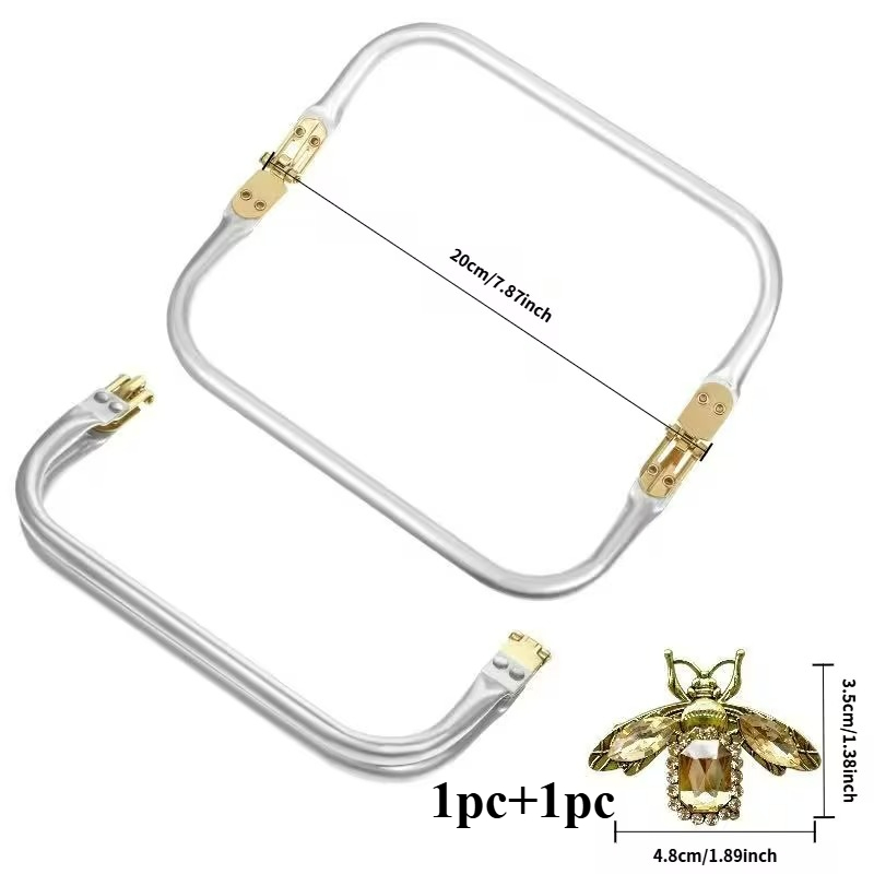 TEMU Set accessori hardware per borsa all'uncinetto fai da te, telaio rettangolare per borsetta in alluminio con lucchetto chiaro e a forma di ape